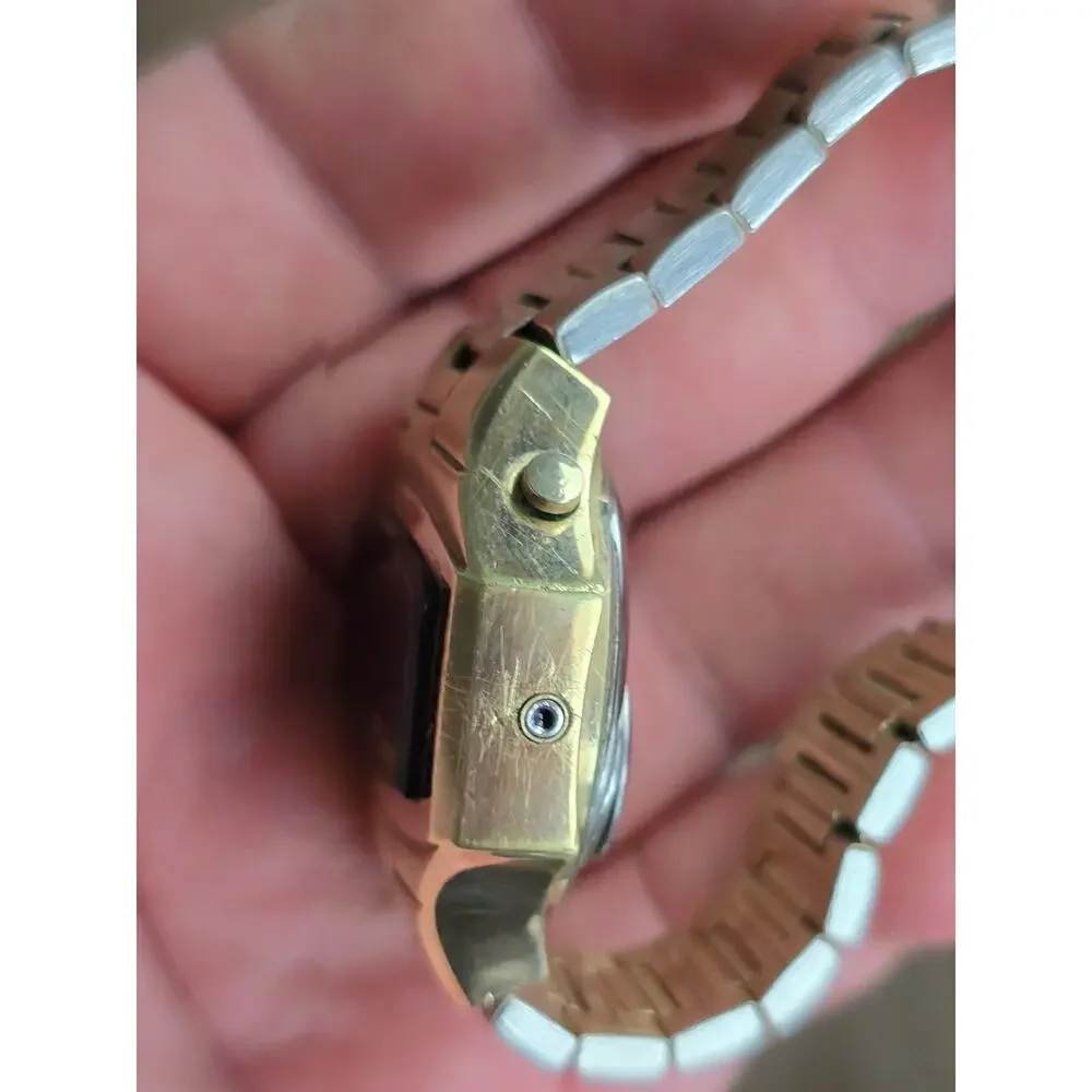 Vintage Wittnauer Polara led Gold Filled/Plated Men's Watch w/ box -not working